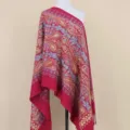 Dames geborduurde kasjmier gevoel sjaal paisley winter warme stijlvolle omslagdoek detail - Donkerrood