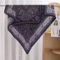 Black and white paisley print square scarf elegant satin bandana for women stylish shawl - RY-46