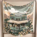 Retro café print silk square scarf, elegant 90cm twill silk shawl for women versatile. - Forest Style Afternoon RY-08