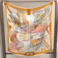 Luxe 100% zijden vierkante sjaal met artistieke bagageprint en elegant ontwerp voor dames. - Koffer reisdagboek RY-09