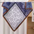 Klassieke blauwe witte paisley vierkante sjaal vintage stijl lichte hoofddoek sjaal dames - RY-02