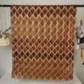 Long diamond geometric print polyester scarf shawl variant showcasing chic brown color tones. - RY-05