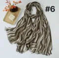 Vintage bruine gegradueerde gestreepte gekreukte sjaal met kwastjes, lichte mode #6 - Koffiebruin rotspatroon RY-06