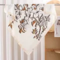 Satijnen vierkante sjaal met bloemenprint voor dames, elegante lente- en zomersjaal. - Warm bruine elegante bloem RY-12