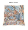 Elegant 70cm satin silk scarf with vintage carriage and architectural print, stylish and chic. - 70*70cm / Off-white Border RY-17