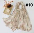Gekleurde gestreepte kwastjessjaal, lichte franje omslagdoek voor dames, beige variant 10 - Donkerkoffie-witte golven RY-10