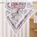 Floral print square silk scarf elegant lightweight satin neckerchief fashion accessory - Pink Flower & Bird RY-11