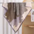 Silk satin floral square scarf variant, elegant 90cm lightweight head wrap for women. - Beige Coffee Peony RY-04