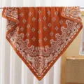 Orange Paisley Silk Satin Square Scarf Vintage Headwrap Neck Scarf Shawl for Women - RY-07