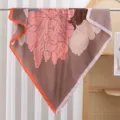 Women stylish large square silk scarf floral print elegant fashion shawl neckerchief - Pink Peony RY-03