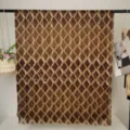 Women's long geometric diamond print scarf, stylish polyester shawl with chic fringe. - RY-11