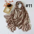 Vintage verloop gestreepte sjaal met franjes, lichte zonbescherming omslagdoek #11 - Bruine rots en witte beek RY-11