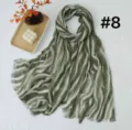 Vintage gegradueerde gestreepte gekreukte sjaal met kwastjes, elegante groene omslagdoek 8. - Verticale cyaankleurige miststroom RY-08