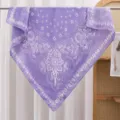 Purple satin square scarf with classic paisley floral pattern, elegant bandana headscarf. - RY-11