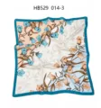 Imitation silk small square scarf with bellflower print, satin neck scarf new sty. - 70*70cm / Lake Blue Border RY-05