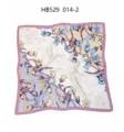 Elegant silk satin square scarf featuring bellflower floral print and pink edge for women. - 70*70cm / Purple Blue Border RY-06
