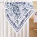 Elegant vintage blue floral bird print silk square scarf for women 90cm fashion style - Blue & White Flower & Bird RY-10