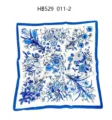 Blue and white floral print silk satin square scarf, elegant botanical neckerchief for women. - 70*70cm / Blue and White Porcelain Style RY-14