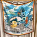 Luxury 100% silk square scarf with vibrant surreal artistic print, elegant accessory for women. - Fantasy Flight RY-13