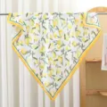 Lemon print satin square scarf, spring summer fashion women scarf 90cm lightweight shawl - Yellow Border Lemon Fragrance RY-18
