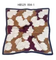 Silk feel square scarf with elegant floral pattern, versatile women satin neckerchief for daily wear. - 70*70cm / White Petals on Coffee RY-27