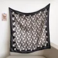 French vintage black and white floral print square scarf, elegant lightweight women shawl. - Fine Flowers on Black Ground RY-20