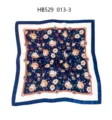 Floral satin square scarf for women, elegant blue border silk touch neckerchief daily wear. - 70*70cm / Navy Floral RY-08