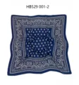 Blue satin square scarf for women, elegant floral and heart paisley print fashion neckerchief. - 70*70cm / Navy Blue Maze Pattern RY-32