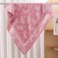 Pink paisley square scarf for women, elegant satin silk headscarf, chic vintage neck wrap. - RY-23