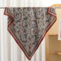 Premium paisley printed square satin scarf for women, elegant lightweight headscarf shawl. - RY-25