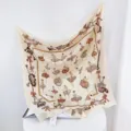 French vintage ballet square scarf, elegant lightweight neckerchief for women summer styling. - Creamy White Dance Rhythm RY-30