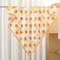 Elegant spring summer 90cm satin square scarf with chic polka dot and floral print design. - Orange Dotted Starlight RY-20