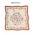 Imitation silk square scarf, elegant orange and cream floral satin neckerchief for women. - 70*70cm / Orange and Beige with White RY-29