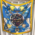 Luxury equestrian theme silk square scarf 90cm elegant fashion shawl wrap for women - Gilded Royal Blue RY-32