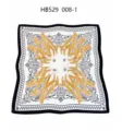 Women square silk satin scarf vintage black white gold baroque print neckerchief 70cm - 70*70cm / Yellow Paisley Pattern RY-23