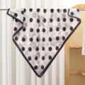 Floral print satin square scarf, black polka dot lightweight stylish fashion neck accessory. - Brown Dot Starlight RY-22