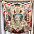 Luxurious 100% silk square scarf with elegant equestrian carriage and chain print. - European Carriage RY-19
