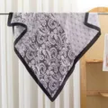 Black and white paisley square scarf, lightweight thin summer headscarf shawl. - RY-31