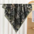 Spring summer floral printed satin square scarf women fashion versatile thin shawl 90cm - Blue and White on Black RY-28