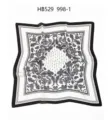 Black and white satin feel square scarf featuring classic paisley and geometric borders. - 70*70cm / White Paisley RY-37