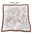 Elegant imitation silk square scarf with vintage line art print and brown border style. - 70*70cm / Brown Line-Drawn Fantasy RY-20