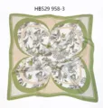 Green floral silk square scarf, elegant satin neckerchief with clover frame design. - 70*70cm / Green Four-Leaf Clover RY-52