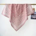 Cotton floral small square scarf, pink contrast color decorative headband for spring summer. - RY-36