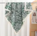 Green paisley large square scarf for women, elegant vintage bandana and stylish hair wrap. - RY-38