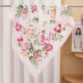 Spring summer fashion floral print square satin scarf women elegant lightweight neck scarf. - Flower Clusters with Pink Border RY-56