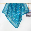 Cotton floral print small square scarf, vibrant color contrast bandana for women spring summer. - RY-37
