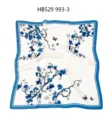 Women blue silk square scarf with elegant floral butterfly print, chic satin neckerchief. - 70*70cm / Bright Blue Flower Branch Pattern RY-49