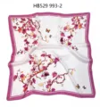 Imitation silk small square scarf for women, elegant floral and butterfly print satin neckerchief. - 70*70cm / Pink Flower Branch Pattern RY-50
