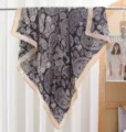 Black and white paisley print scarf, large square satin headscarf, thin summer fashion shawl. - RY-40