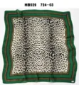 Women's square silk scarf with classic leopard print and elegant green border design. - 70*70cm / Green Leopard Print RY-55